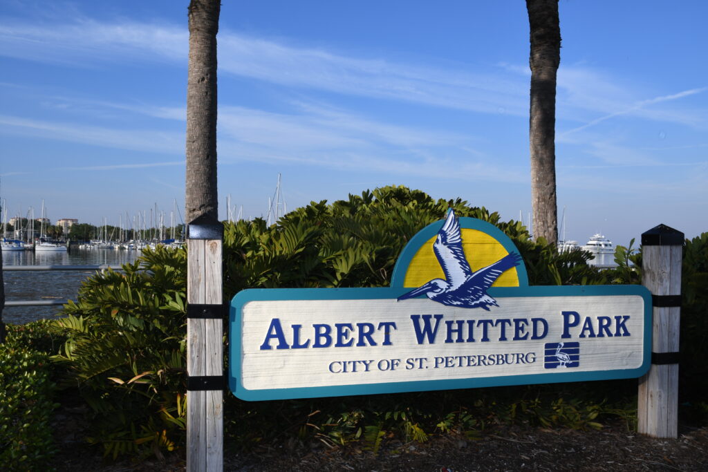 An image of the signage for Albert Whitted Park
