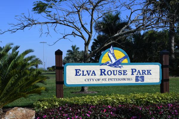 A picture of Elva Rouse Park signage.